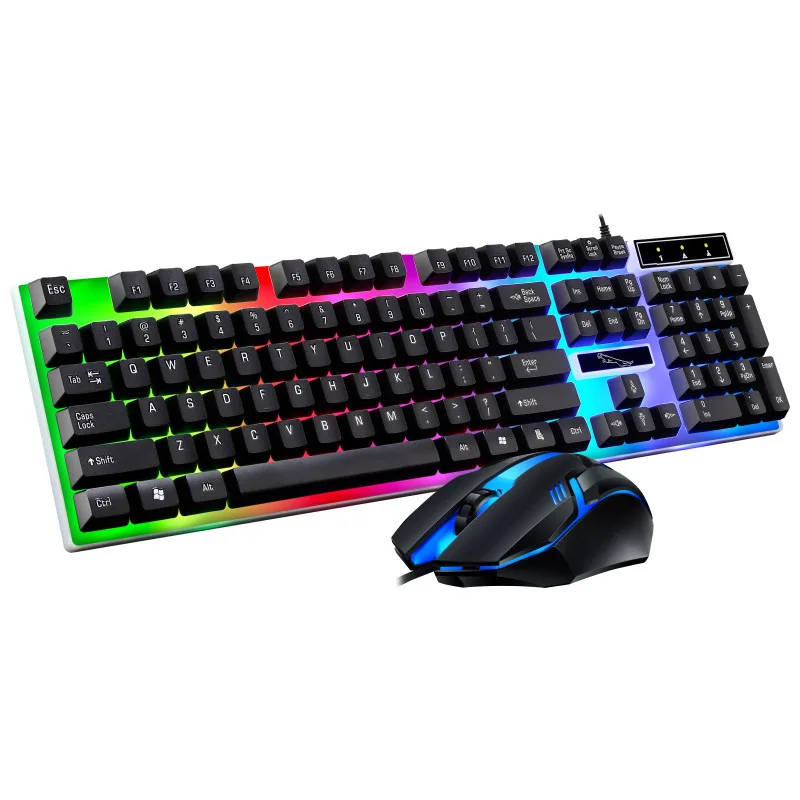 Проводная игровая клавиатура + мышь механическая с подсветкой USB 104 Keycaps