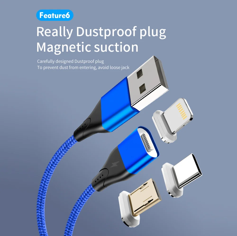 Магнитный Micro USB кабель 3 в 1, кабель для быстрой зарядки и передачи данных, Магнитный зарядный кабель usb type C IOS, 1 м