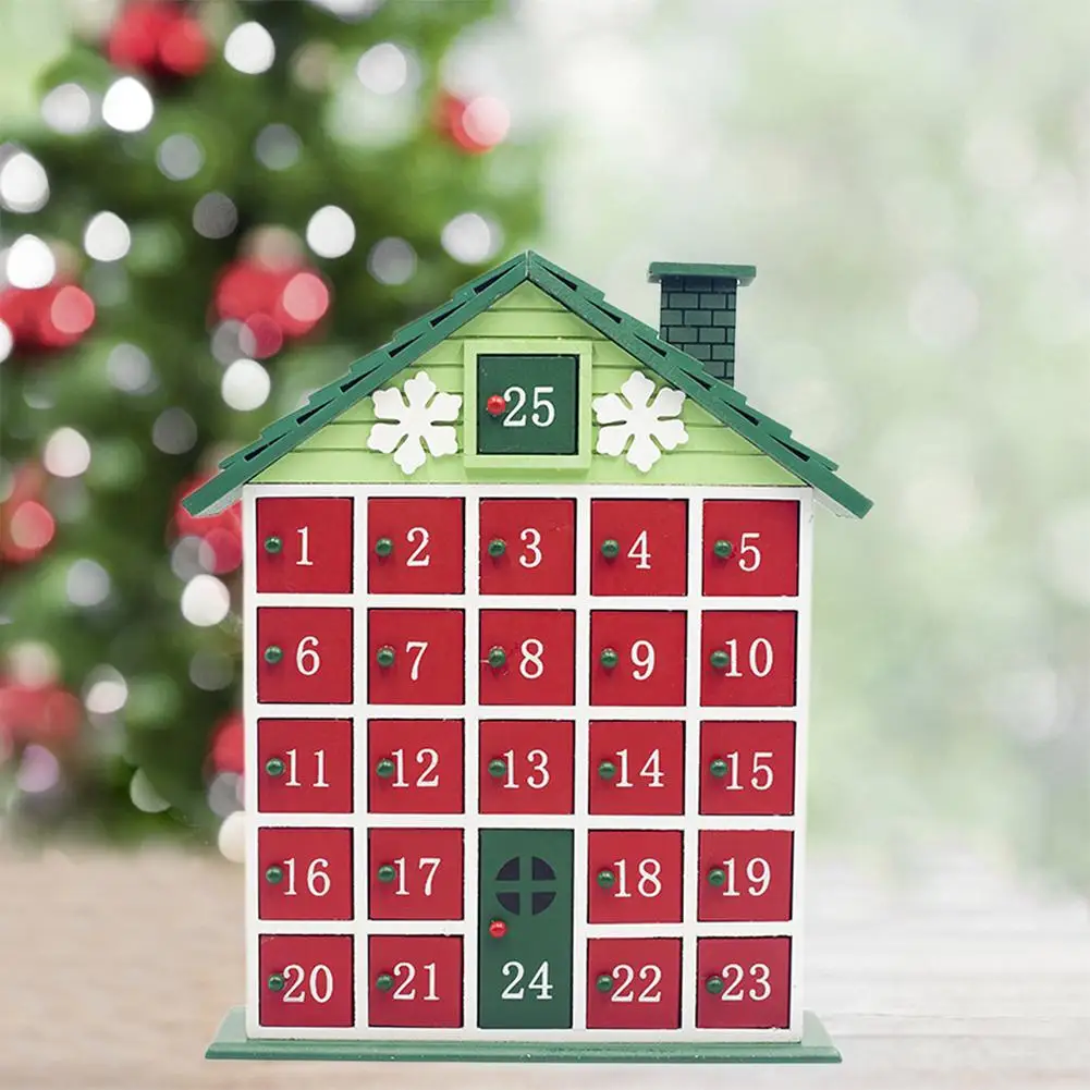 

Wooden Christmas Countdown Calendar Storage Box Color Cottage Decoration Drawer Rack Christmas Gift