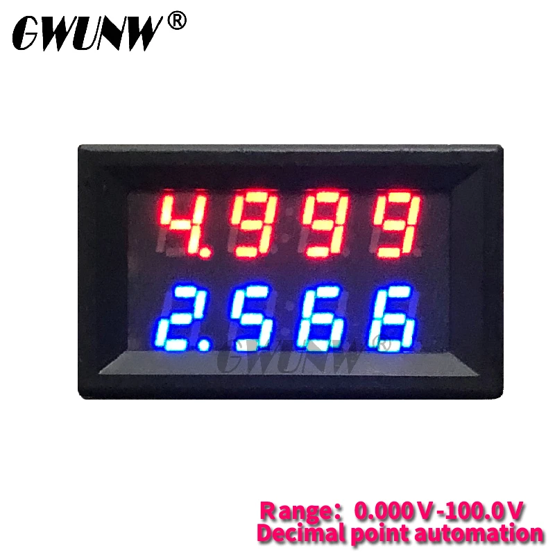 

GWUNW GC42A 100V 10A DC 4 BIT Digital Voltage Ammeter Current Tester Meter Voltmeter Dual Display Red Blue Green LED