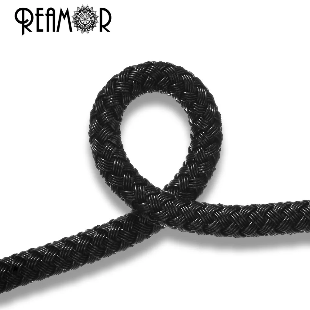 REAMOR 1 м Уникальные цвета смешанные 6 мм стальной провод плетеный кожаный шнур супер волокно Кожа Веревка Браслет DIY ювелирных изделий - Цвет: Black