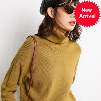 

Sweet Casual Soft Style Female Sweater Solid Pattern Turtleneck Full Sleeve Spring Autumn Pullover for Girls and Women