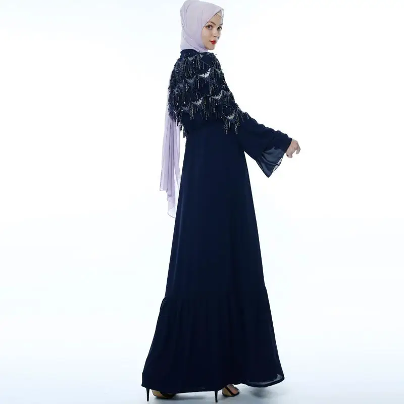 Блестки abaya открытый кафтан стильное кимоно для женщин макси платье Дубайский мусульманский кимоно Jilbab исламский, арабский халат шифоновое платье турецкое Новое