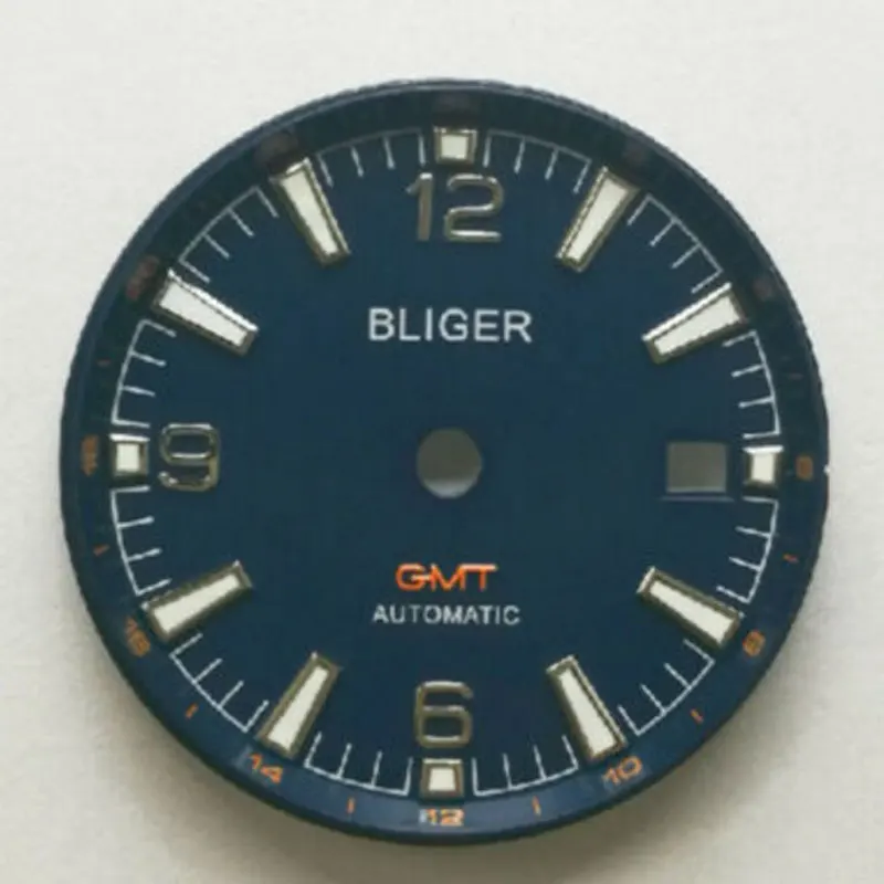 31 мм Bliger синий циферблат подходит для 2836 2824 2813 3804 Miyota 82 серии механизм