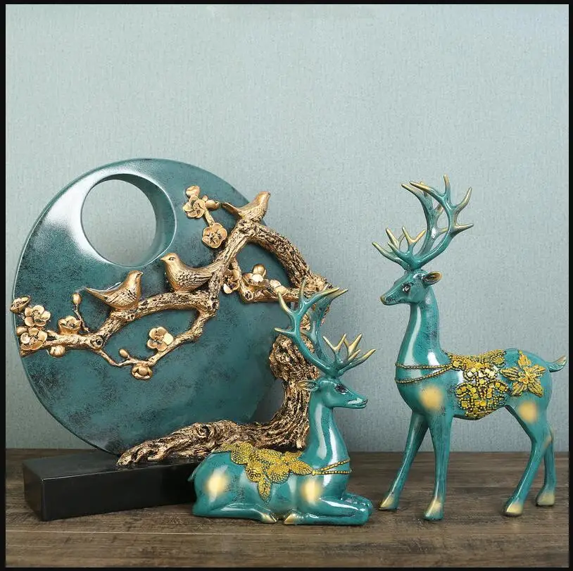 

EUROPEAN RESIN DEER ORNAMENTS LIVINGROOM CORRIDOR TV CABINET FIGURINES DECORATION OFFICE DESKTOP FURNISHING CRAFTS WEDDING GIFTS