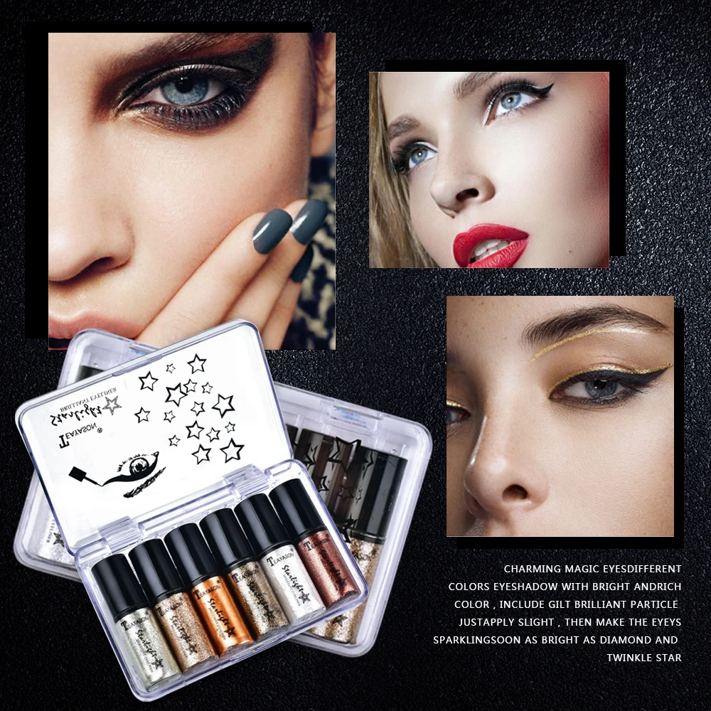 6PCS/SET diamond glitter eyeliner colorful sliver gold brown pigment waterproof long lasting starry sky liquid eyeliner AM107 6PCS/SET diamond glitter eyeliner colorful sliver gold brown pigment waterproof long lasting starry sky liquid eyeliner AM107