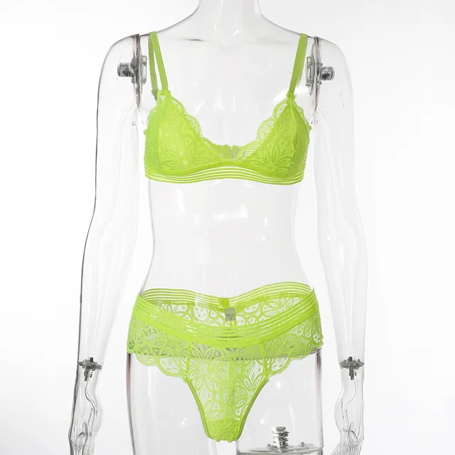 neon green bra and panty set
