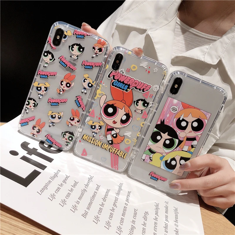 INS Cute US Powerpuff для девочек, полицейский чехол для iPhone 11 Pro X XS Max Xr 8 7 6 6s Plus, прозрачный мягкий чехол из ТПУ с рисунком