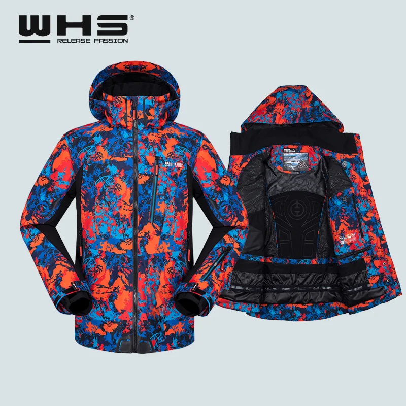 WHS мужские уличные лыжные куртки ветрозащитное теплое пальто зимняя куртка
