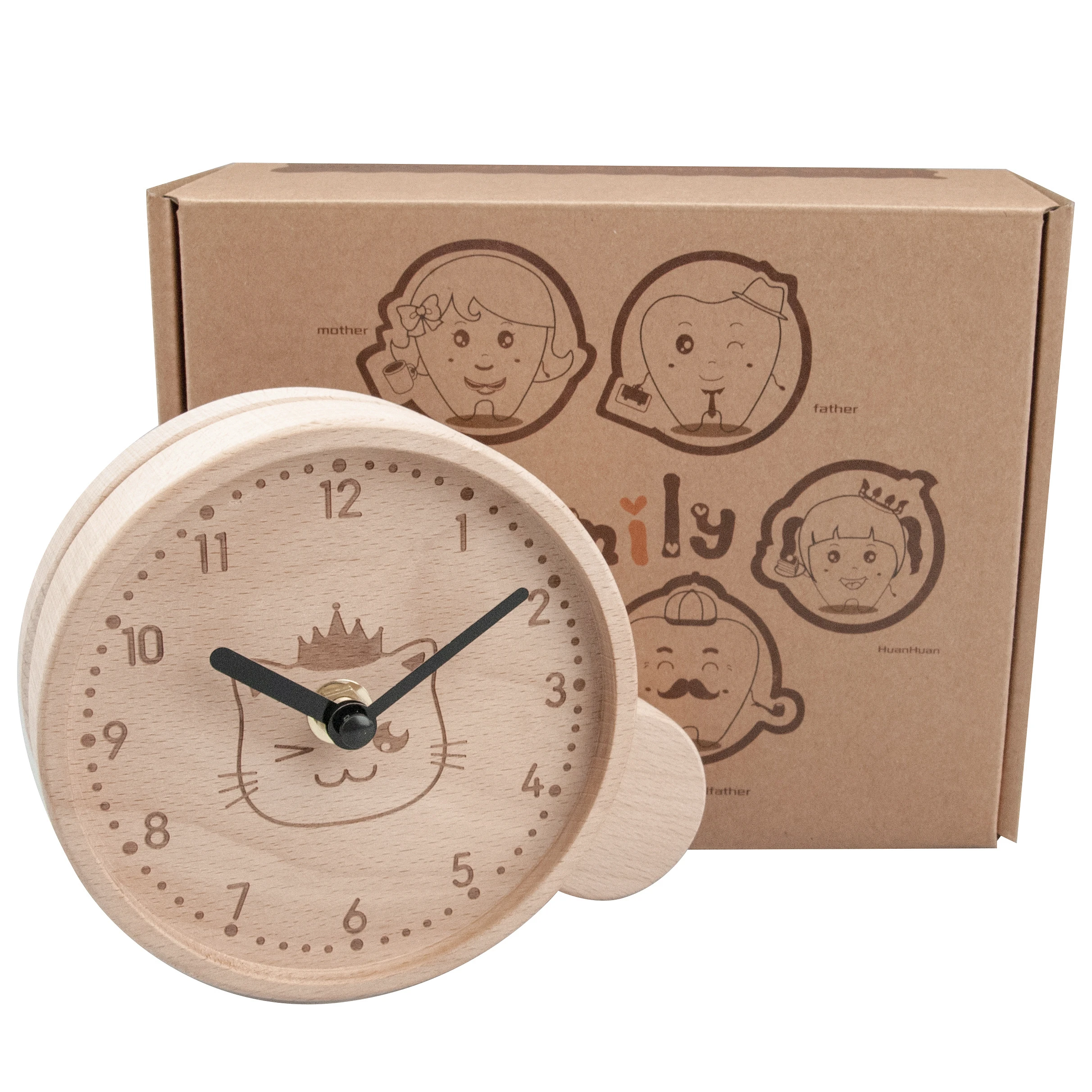 Новые детские часы из цельного дерева/зубная коробка/городское животное простой стиль/коробка для сбора зубов/памятные часы для роста/коробка для зубов