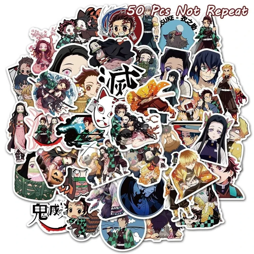 

50pcs Cartoon Anime Stickers School Supplies Waterproof Skateboard Guitar Car Phone Stickers Computer Diary DIY Decor Stickers