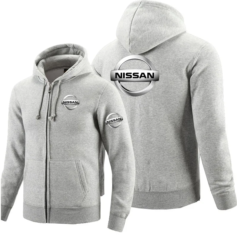 Осенне-зимнее мужское худи Nissan, толстовка на молнии, куртка, пальто, толстовка на молнии, флисовая одежда - Цвет: Серый