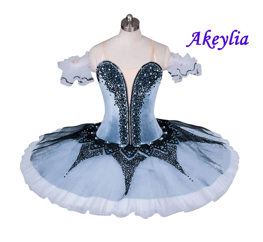 Women Ballet Tutu Professional Gray blue Dress For The Nutcracker ballet pancake performance Costume stage girl JN0269