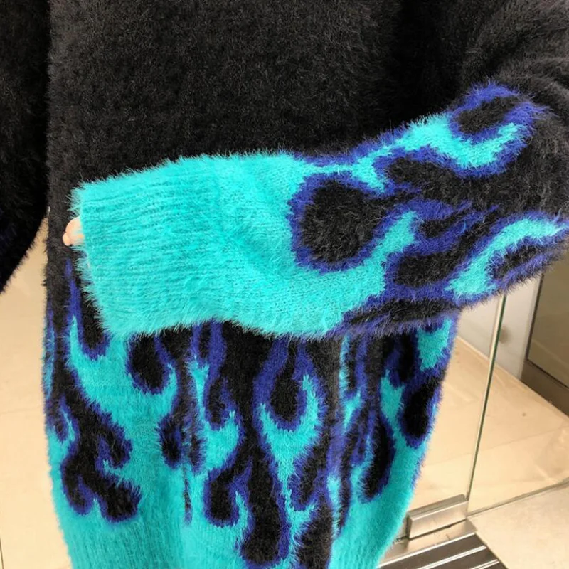 Autumn and winter fashion flame pattern loose long sleeve sweater women 2020 Dropshipping