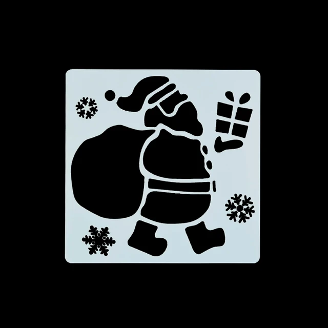 7pcs 13*13cm Christmas Stencils DIY Cake Decorating Moulds Baking Embellishments Stencil Template Mold for Home Kitchen Supplies B02 santa claus