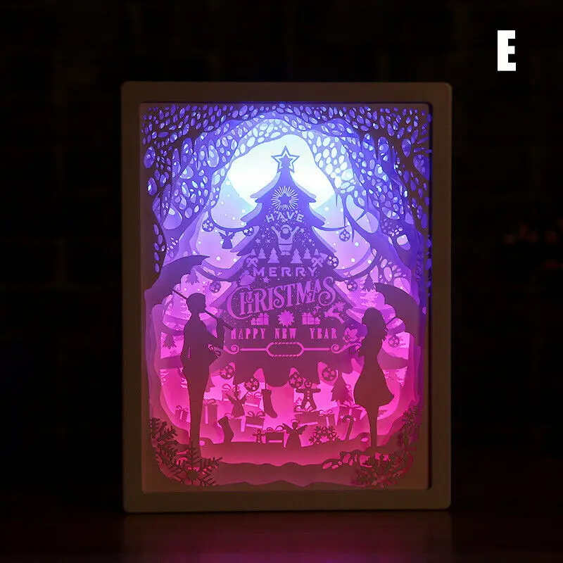 3D резьба по бумаге оригинальная Ночная подсветка настольная лампа для спальни прикроватные ночные светильники Рождество Хэллоуин украшение с гравировкой лампа подарки на день рождения - Испускаемый цвет: RGB