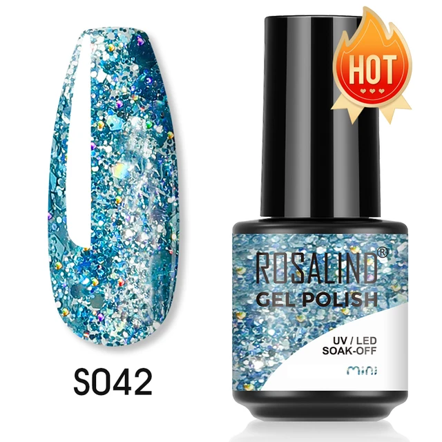 ROSALIND 7ml Gel Polish Semi Permanent Nails Gel Polish Soak Off UV LED Base Top Coat Vernis Nail Art Glitter Gel Varnish SLS-S042