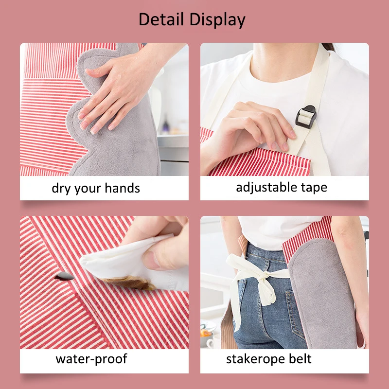 1PC PVC Coral Fleece Waterproof Women Apron Striped Sleeveless Oilproof Water-Proof Apron Kitchen Cleaning Product Women Apron