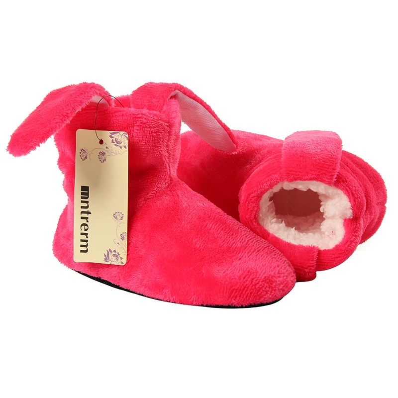 Glglgege/Детская Хлопковая обувь; домашние тапочки для детей; милые плюшевые уши кролика для маленьких мальчиков и девочек; утепленные домашние тапочки