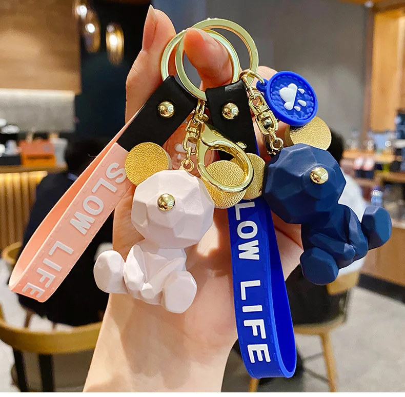 Cartoon Simple Bear Keychain Student School Bag Pendant Couple Car Key Ring Ring Girl Decoration Accessories Gift Hand Palm Toy