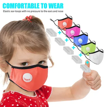 

Children Mouth Mask Unisex Cotton Face Mask Anime Mask For Cycling Camp With Breathing Valve Activated Carbon Filter mascarillas