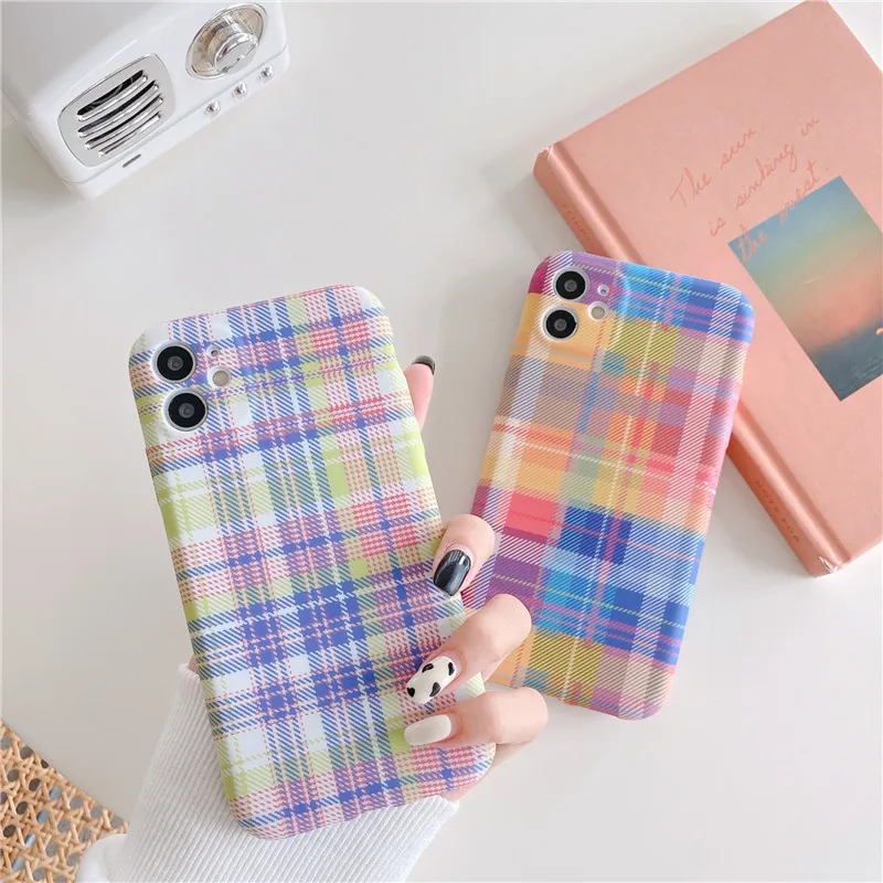 Клетчатый клетчатый чехол для телефона IPhone 11 Pro XS MAX XR X 7 8 Plus SE2020 плюшевая тканевая