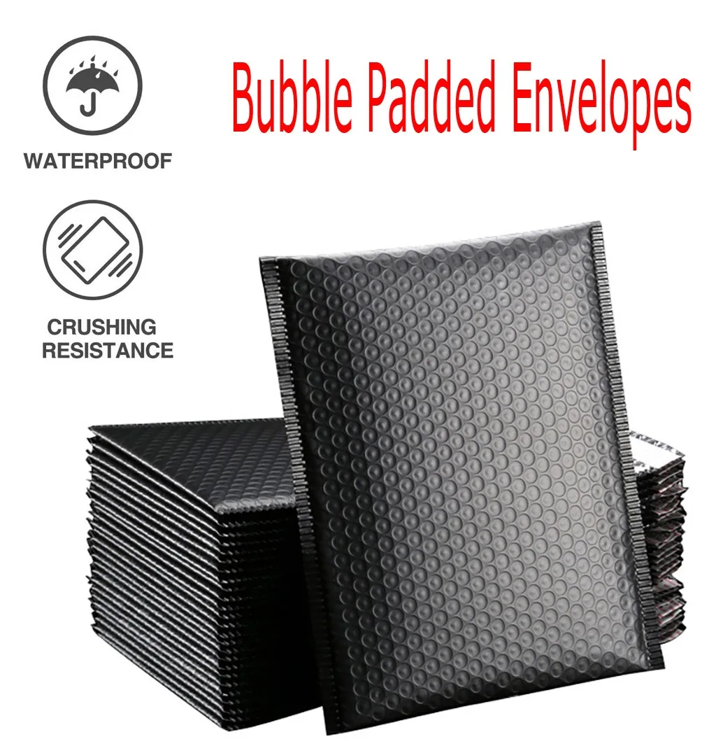 50Pcs Black Poly Bubble Mailer Bubble Mailers Padded Envelopes for Gift