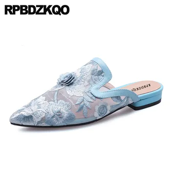 

mules slippers chinese embroidered shoes floral hollow out peacock 11 embroidery women pointed toe ethnic fashion 10 large size