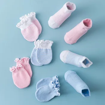 

2Pairs Baby Girl Newborn Sets Socks Boy Set Clothing Cotton Infant Girls Boys 2 Socks &2 Gloves Bebe Cheap Stuff Knitted Clothes