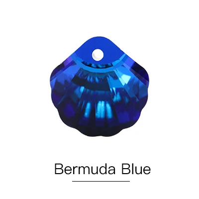 Bermuda Blue Супер блестящий кулон в форме ракушки, хрустальные стразы, украшения для ювелирных изделий, сделай сам, изготовление сережек K9, стеклянный кулон с одним отверстием 16 мм - Цвет: Bermuda Blue