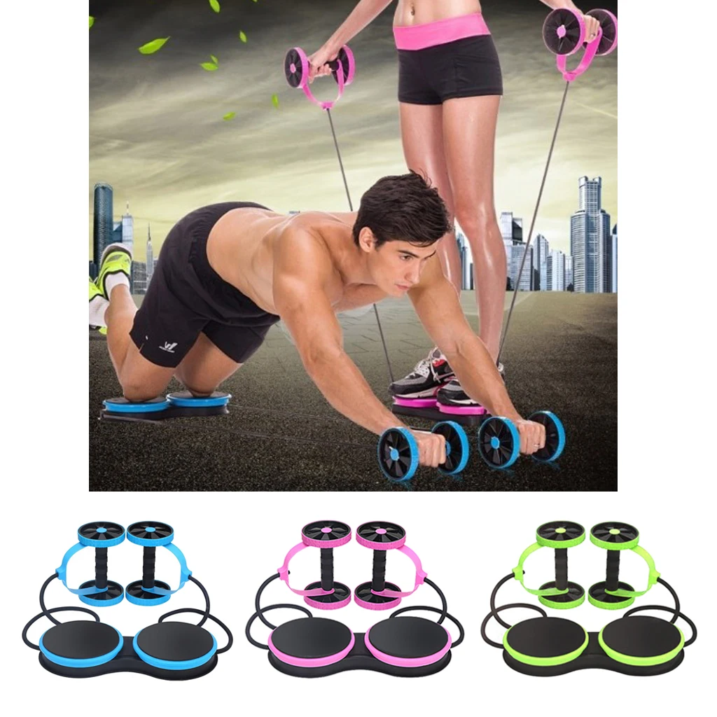 Premium Ab Roller Waist Muscle Trainer Pull Rope Home Bodybuilding Wheels Gear