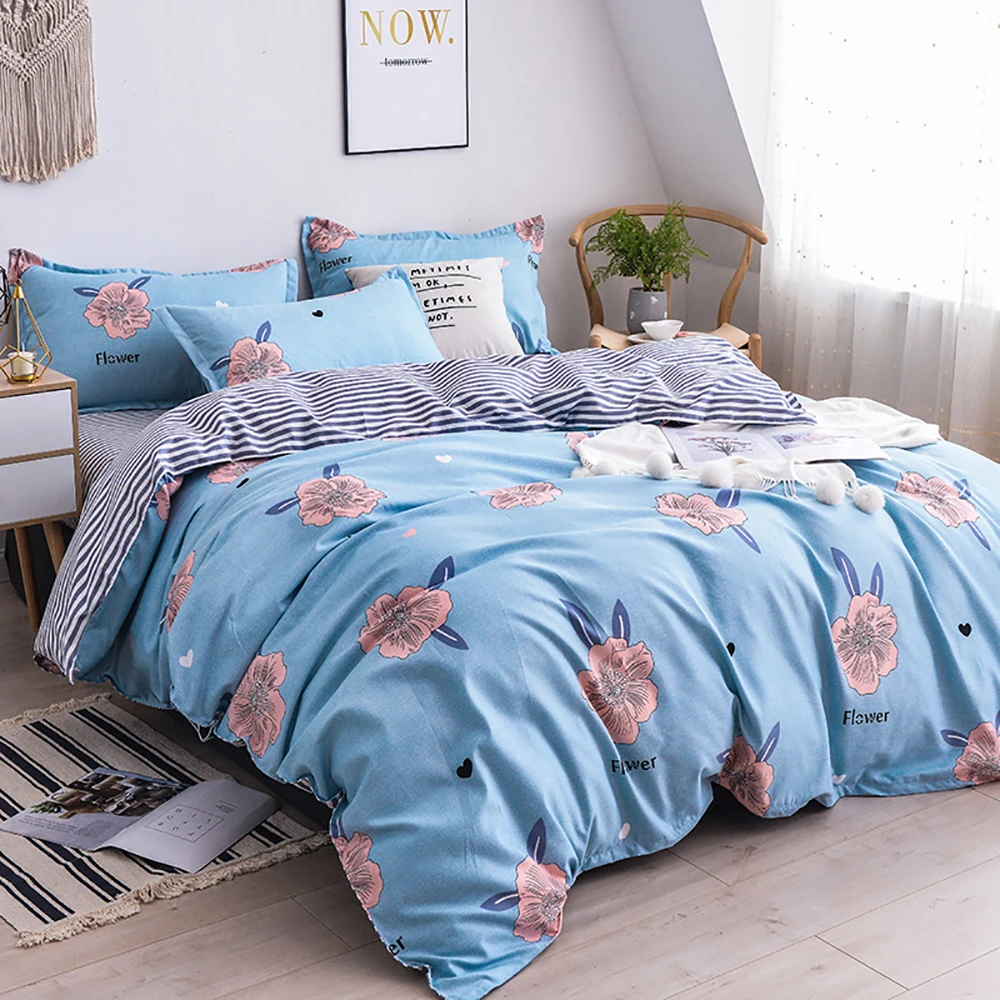Thumbedding Pink Floral Bedding Set Queen Size Simple Fashionable Duvet Cover King Blue Full Twin Single Unique Design Bed Set Bedding Sets Aliexpress