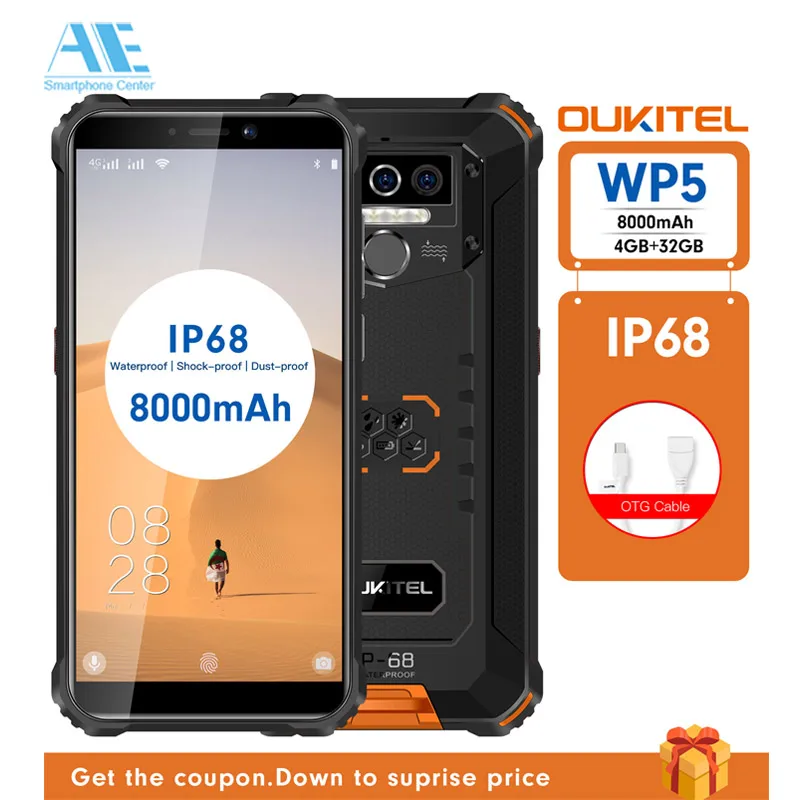 Водонепроницаемый мобильный телефон OUKITEL WP5 IP68 пыленепроницаемый экран 5 45 дюйма