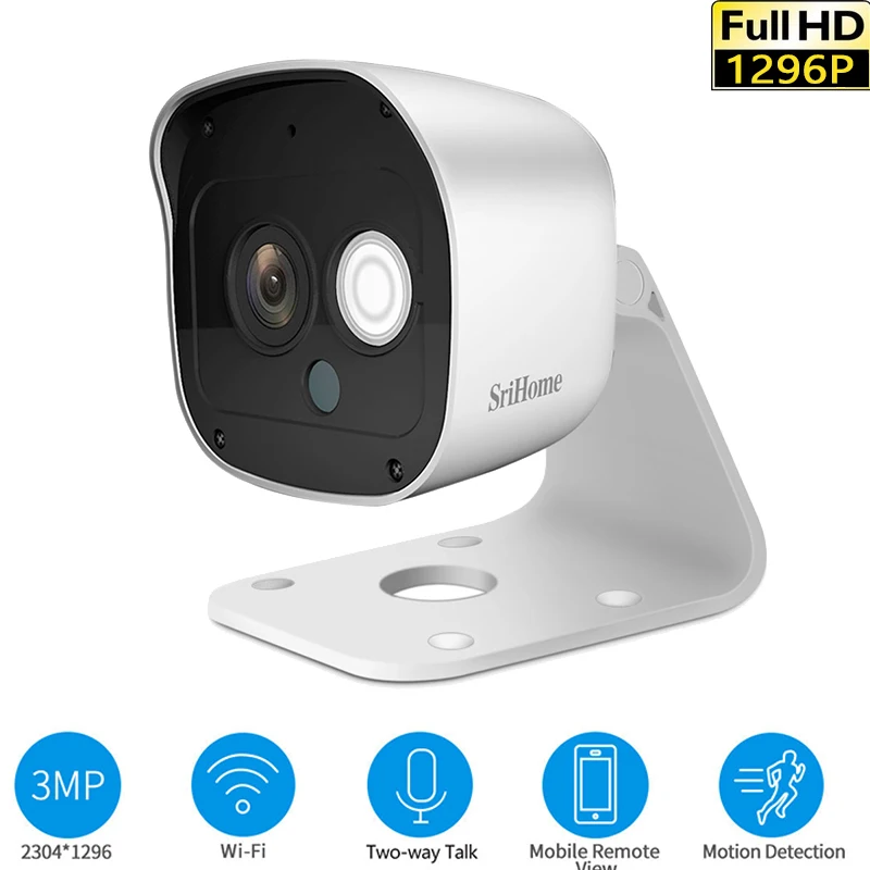 

SriHome SH029 3MP 1296P Waterproof Wireless Intercom Humanoid Detection Mini IP Camera Remote Night Vision Surveillance Cameras