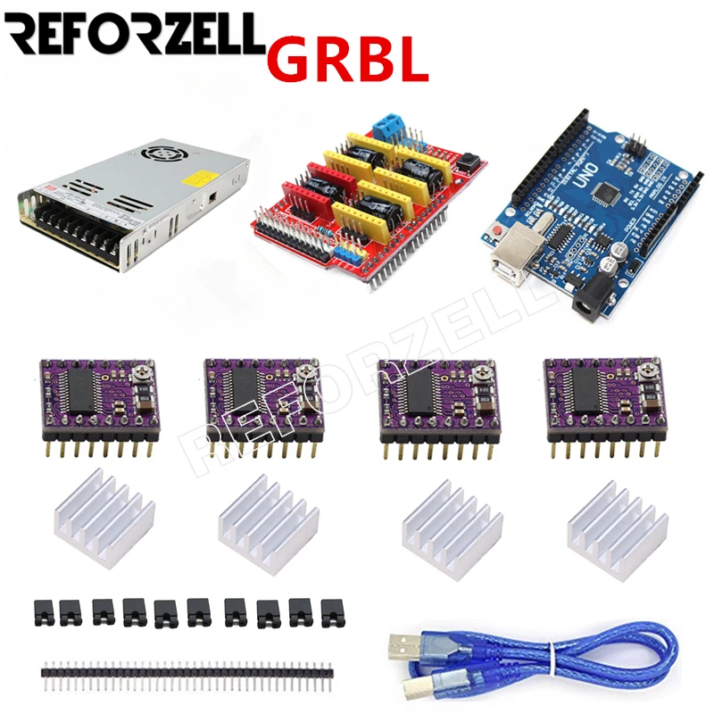 GRBL Based UNO R3 с ЧПУ Shield V3 и DRV8825 комплект шагового драйвера комплект контроллера для Workbee, OX CNC и других станков с ЧПУ