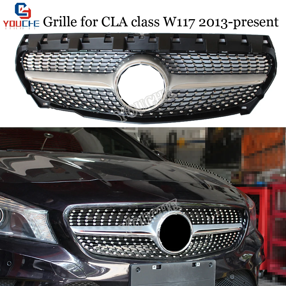 

W117 GT / Diamonds / AMG Style Grille Front Bumper Grill Mesh for Mercedes W117 CLA Class CLA180 CLA200 CLA250 CLA45 AMG 2013 +