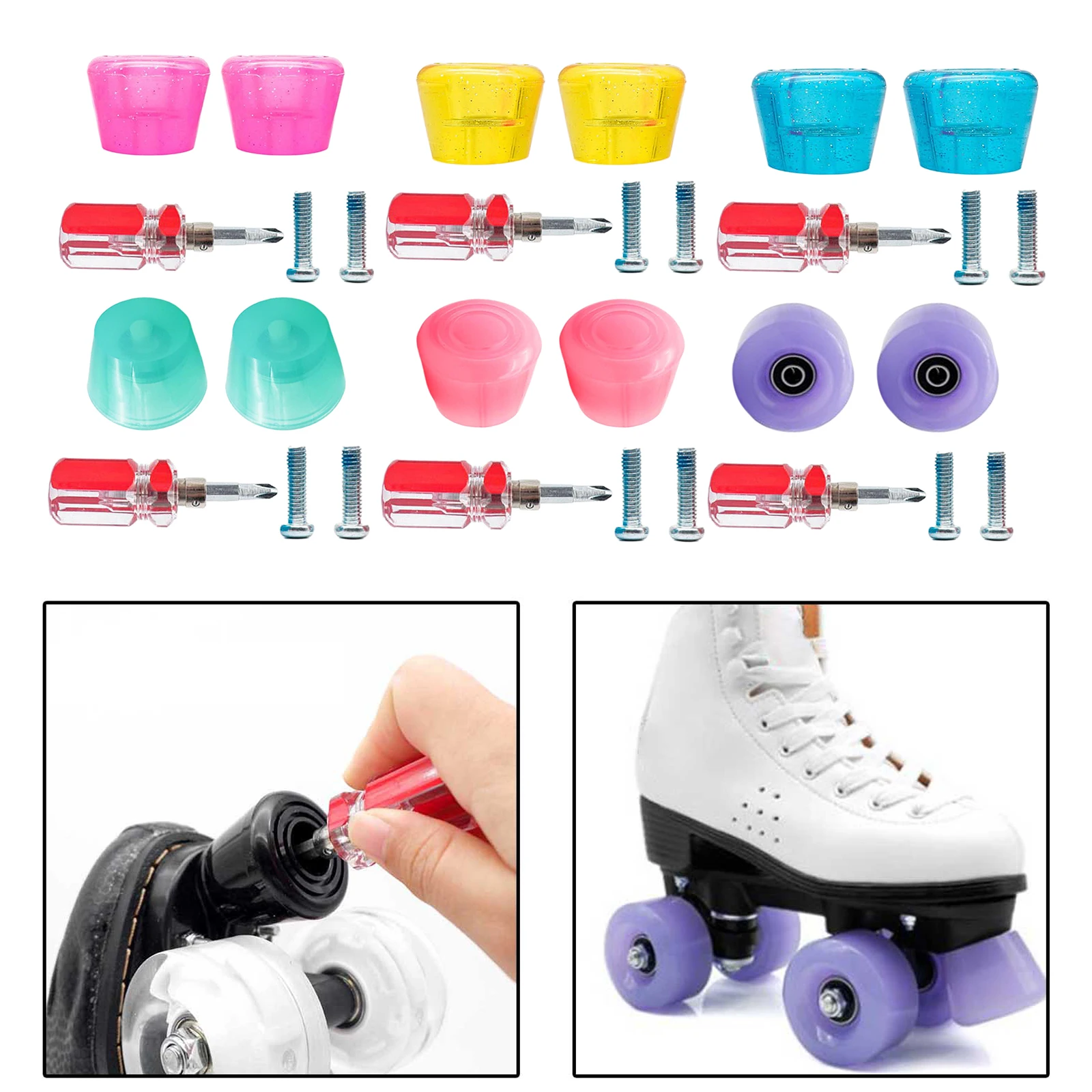 2 Pack Roller Quad Skates Toe Stops Plugs Rubber Brake Block Stoppers