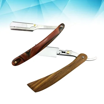 

2pcs Chic Straight Barber Edge Steel Razors Shaving Knife Folding Men Vintage Straight Edge Metal Hair Shaper Barber Razor witho
