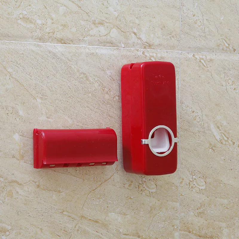 Держатель для зубной щетки настенный держатель для ванной комнаты инструменты для ванной комнаты Автоматический Дозатор для зубной пасты аксессуары для ванной комнаты Набор - Цвет: red