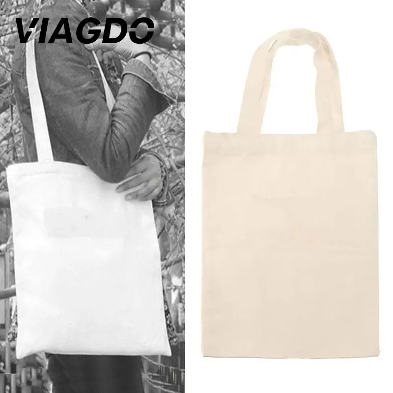 Shopping Bag Shoulder Bag Canvas White Cotton Hnad Canvas Premium Natural Creamy Large Plain| | - AliExpress