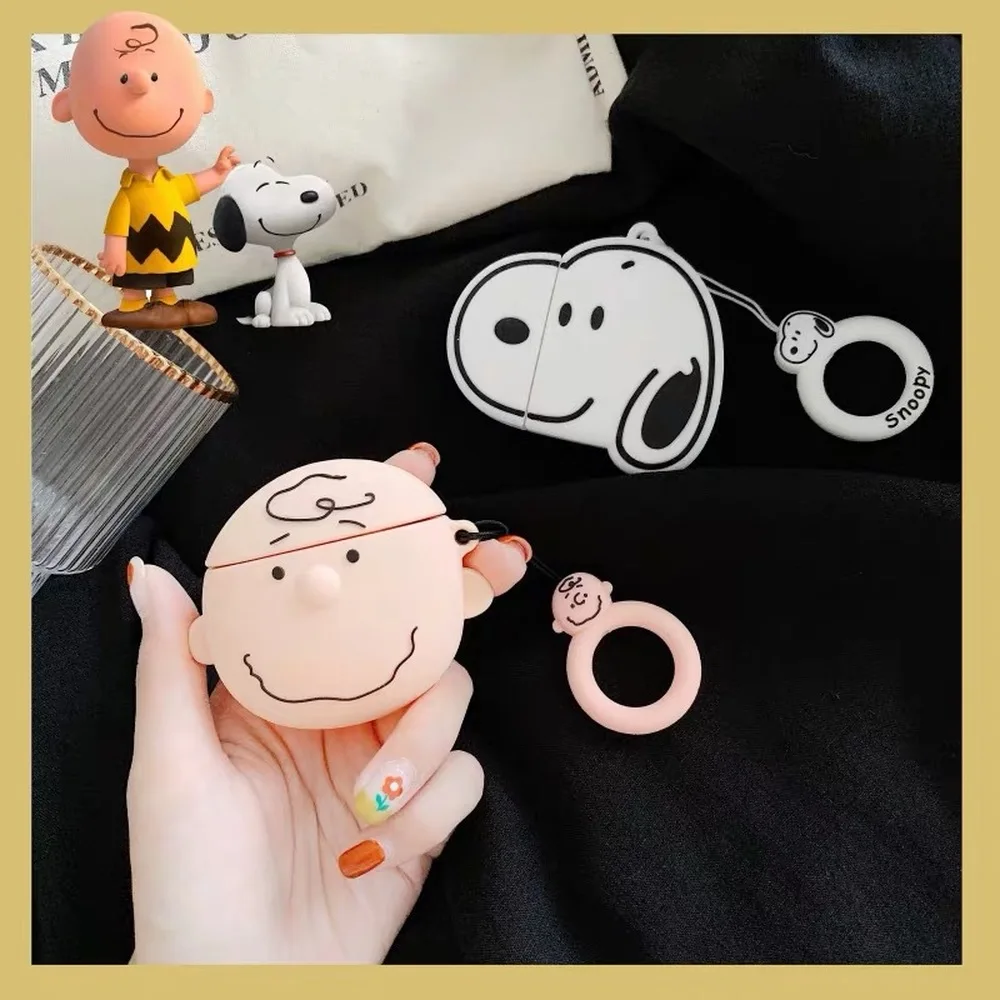 Чехол для наушников s для AirPods, чехол с милой собачкой из мультфильма, чехол для Apple Air pods 2, забавный чехол для наушников, кольцевой ремешок, женский стиль