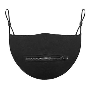 

Reusable Washable Mouth Mask Adults Mouth Caps Breathable Cotton Black Face Masks Masques Gold Zipper Mask for Eating Drinking