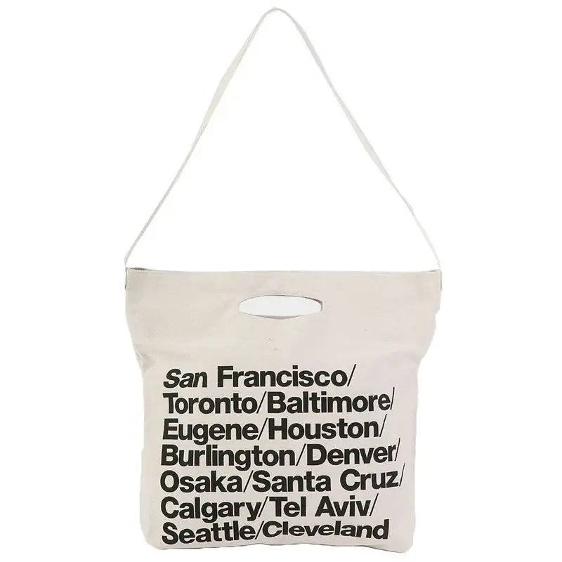 

ABZC-New Trend American Canvas Shoulder Bags Messenger Shopping Bag Handbag (White)