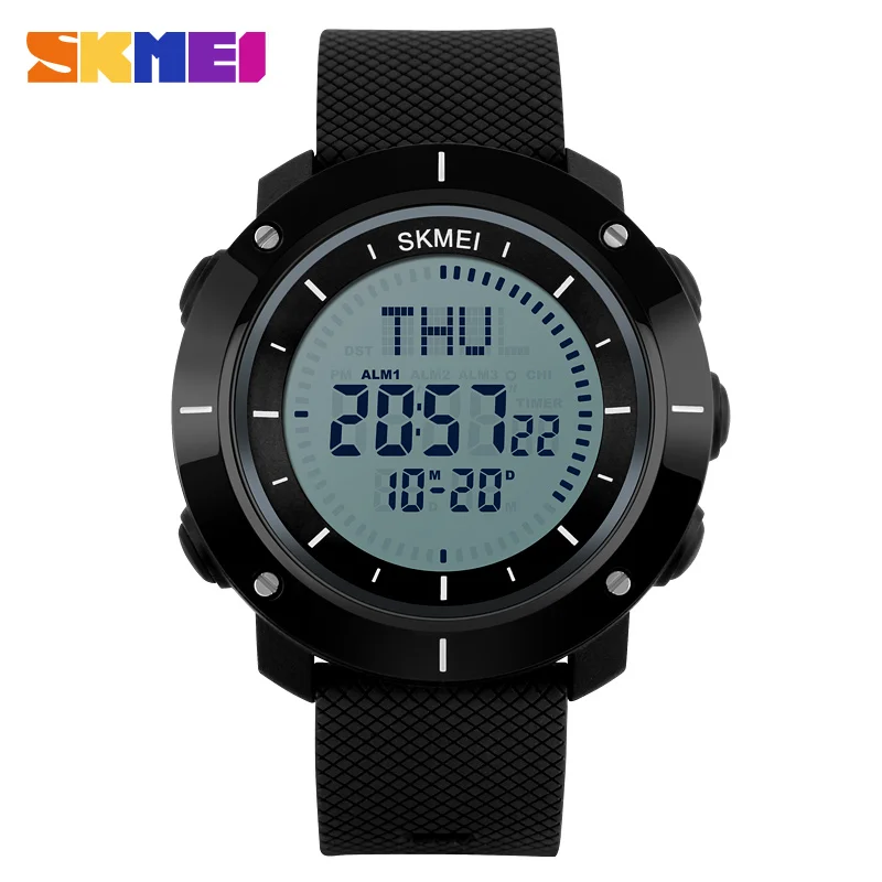 SKMEI Outdoor Sports Watches Men Multiple Digital Compass Multiple Time Zone Watch 50M Waterproof Alarm Wristwatches 1216