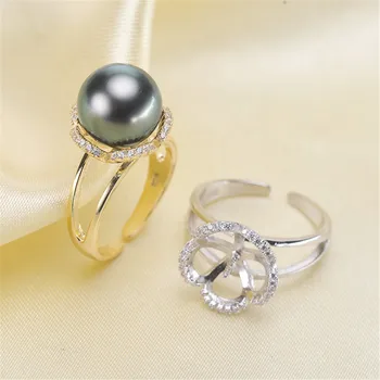 

Delicate Pearl Rings Settings S925 Sterling Silver Rings Mount Women DIY Handmade Craft Rings Jewelry Accessory
