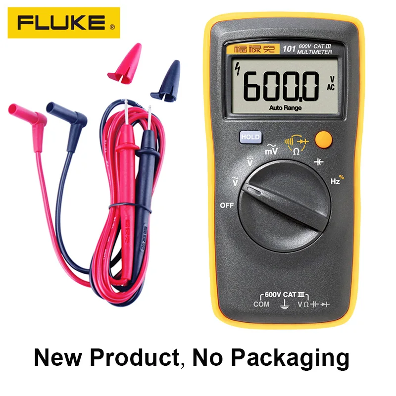 

FLIUKE 100% Original 101 Mini Digital Multimeter Auto Range for AC/DC Voltage Resistance Capacitance Frequency Duty Cycle Tester
