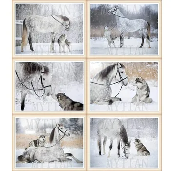 

5D Diamond Painting Winter Horse dog Cross Stitch Animals Mosaic Embroidery Full square/round Set Pictures Decoration Home gift