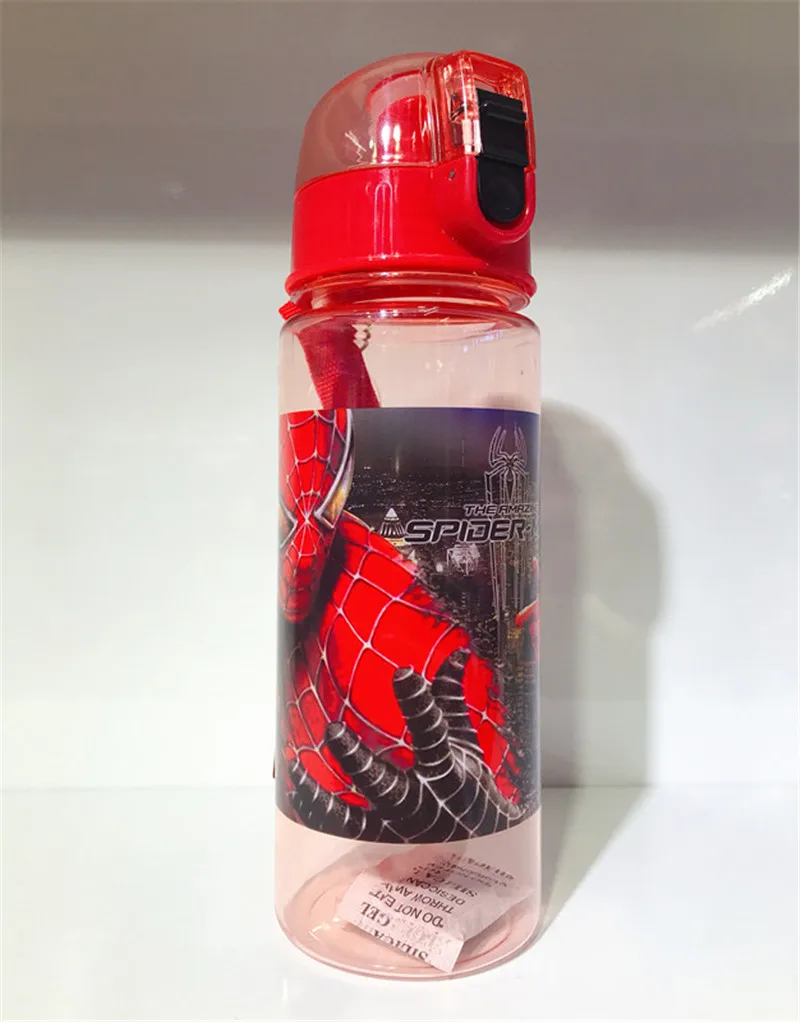 Spiderman 500 мл детские бутылки для воды с изображением снежной принцессы вакуумные экологически чистые пластиковые бутылки для детей детские чашки для мальчиков и девочек - Цвет: Spiderman