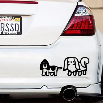 

Personality JDM Cartoon Two Dogs Pattern Car Stickers Waterproof Cover Scratches Trunk Bumper Window Windshield Decoration PVC