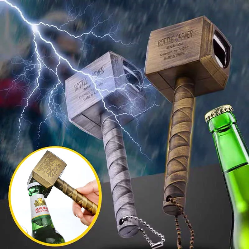 1pcs Hammer Shaped Beer Bottle Opener Portable Keychain Metal Tools Infinity Thanos Gauntlet Soda Glass Caps Remover Openers